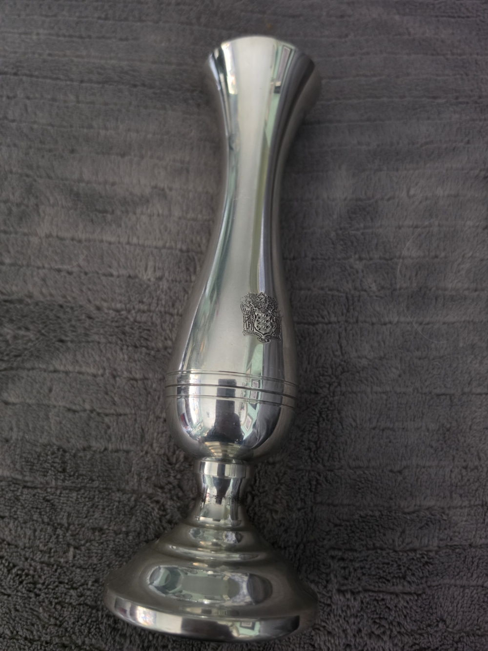 Polished Silver Decorative Stem Vase - Silver Tone
